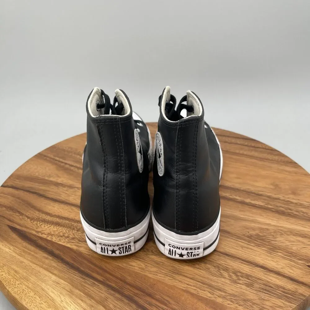 Converse CTAS Platform Lift Hi Shoes Womens Size 9 Black Leather Casual Skate